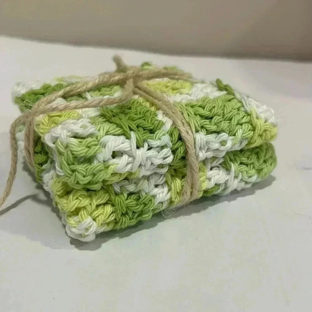 100% Cotton Handmade Washcloth, Set of 2